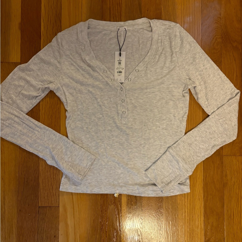 Garage Gray Fitted Long Sleeve Top